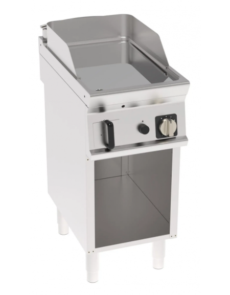 Fry-Top a gas su vano aperto, 1 zona cottura, piastra liscia cromata cm 35,3x56,4, potenza gas Kw 8 - cm 40x70x90h