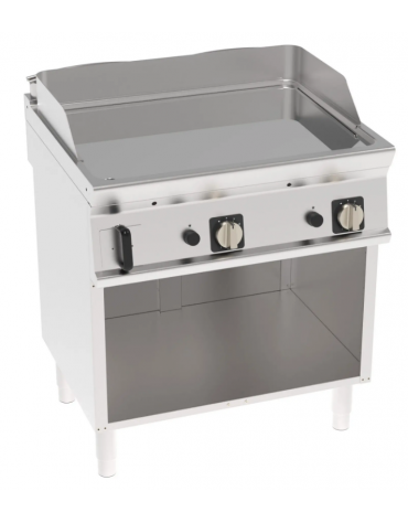 Fry-Top a gas su vano aperto, 2 zone cottura, piastra liscia cromata cm 74,8x56,4, potenza gas Kw 14 - cm 80x70x90h Fry-Top a gas su vano aperto, 2 zone cottura, piastra liscia cromata cm 74,8x56,4, potenza gas Kw 14 - cm 80x70x90h