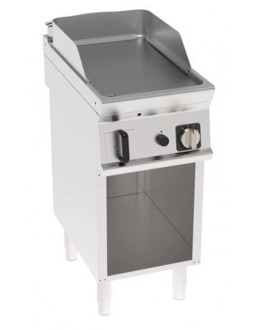 Fry-Top a gas su vano aperto, 1 zona cottura, piastra liscia cromata spazzolata cm 35,3x56,4, potenza gas Kw 7 - cm 40x70x90h