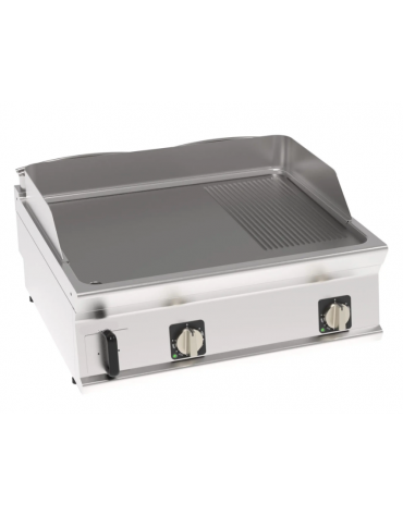 Fry-Top elettrico da banco, 2 zone cottura, piastra rigata cm 74,8x56,4 - trifase Kw 7,8 - cm 80x70x28h