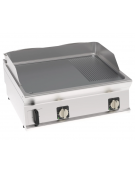 Fry-Top elettrico da banco, 2/3 liscio + 1/3 rigato cromato spazzolato, zona cottura cm 74,8x56,4 - trifase Kw 7,8 - cm 80x70x28