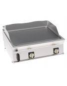 Fry-Top elettrico da banco, 2 zone cottura, piastra rigata cromata spazzolata cm 74,8x56,4 - trifase Kw 7,8 - cm 80x70x28h