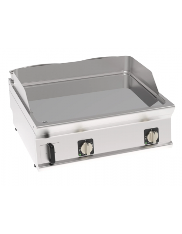 Fry-Top elettrico da banco - piastra liscia cromata, zona cottura cm 74,8x56,4 - trifase Kw 7,8 - cm 80x70x28h