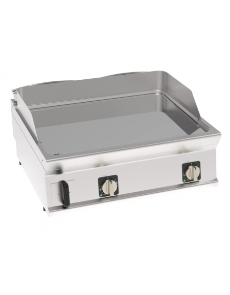 Fry-Top elettrico da banco - piastra liscia cromata, zona cottura cm 74,8x56,4 - trifase Kw 7,8 - cm 80x70x28h