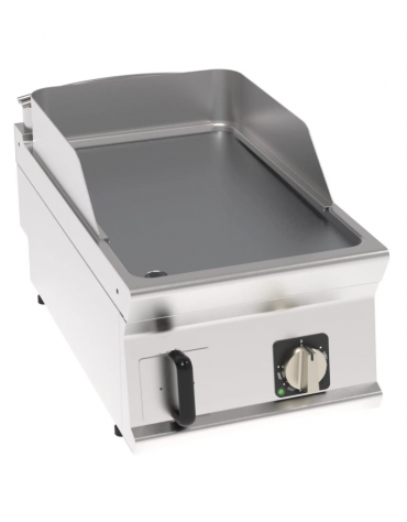 Fry top elettrico da banco, 3,9 kw, piastra singola liscia cromata spazzolata - zona di cottura cm 35,3x56,4 - cm 40x70x28h