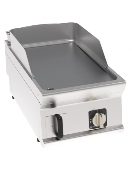 Fry top elettrico da banco, 3,9 kw, piastra singola liscia cromata spazzolata - zona di cottura cm 35,3x56,4 - cm 40x70x28h