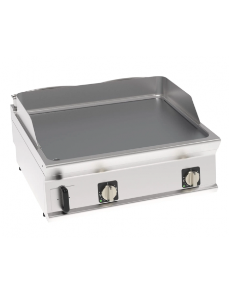 Fry-Top elettrico da banco - piastra liscia cromata, zona cottura cm 74,8x56,4 - trifase Kw 7,8 - cm 80x70x28h