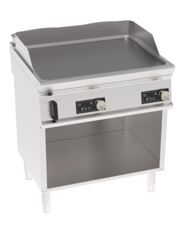 Fry top elettrico trifase-7,8kw su vano aperto, piastra liscia - con controllo elettronico - dim. 80x70x90h