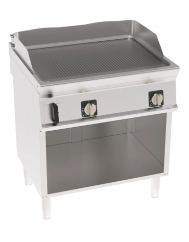 Fry-Top elettrico da banco, 2 zone cottura, piastra rigata cm 74,8x56,4 - trifase Kw 7,8 - cm 80x70x90h