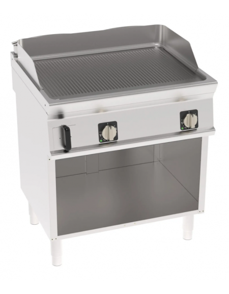 Fry-Top elettrico da banco, 2 zone cottura, piastra rigata cm 74,8x56,4 - trifase Kw 7,8 - cm 80x70x90h