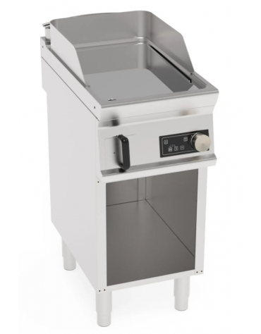 Fry top elett. trifase-3,9kw su vano aperto, piastra liscia cromata - con controllo elettronico - dim. 40x70x90h