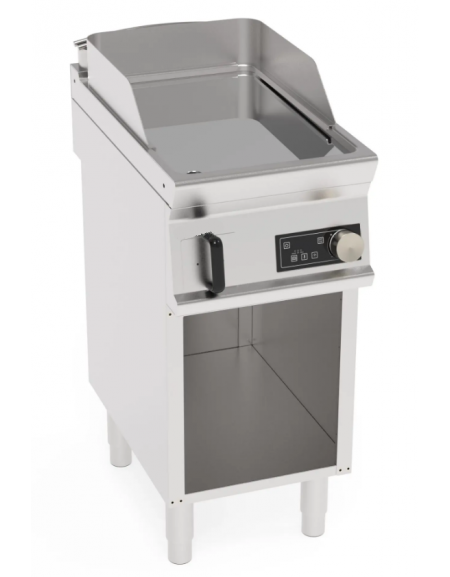 Fry top elett. trifase-3,9kw su vano aperto, piastra liscia cromata - con controllo elettronico - dim. 40x70x90h