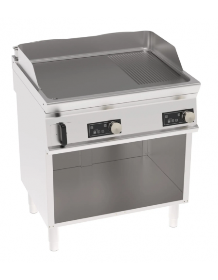 Fry top elettrico trifase-7,8kw su vano aperto, 1/3 piastra rigata - con controllo elettronico - dim. 80x70x90h Fry top elettrico trifase-7,8kw su vano aperto, 1/3 piastra rigata - con controllo elettronico - dim. 80x70x90h
