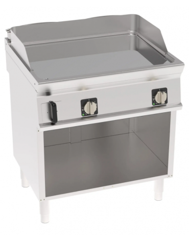 Fry-Top elettrico su vano aperto - piastra liscia cromata, zona cottura cm 74,8x56,4 - trifase Kw 7,8 - cm 80x70x90h