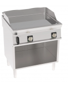 Fry-Top elettrico su vano aperto, 2 zone cottura, piastra liscia cromata - con controllo elettronico - cm 80x70x90h