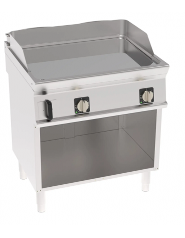 Fry-Top elettrico su vano aperto, 2 zone cottura, piastra liscia cromata - con controllo elettronico - cm 80x70x90h