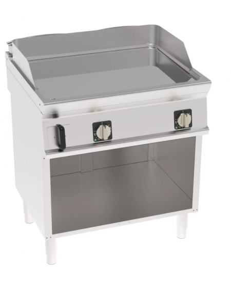 Fry-Top elettrico su vano aperto, 2 zone cottura, piastra liscia cromata - con controllo elettronico - cm 80x70x90h