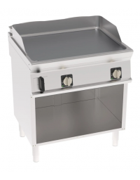 Fry-Top elettrica su vano aperto, 2 zone cottura, piastra liscia cromata spazzolata cm 74,8x56,4, trifase Kw 7,8 - cm 80x70x90h