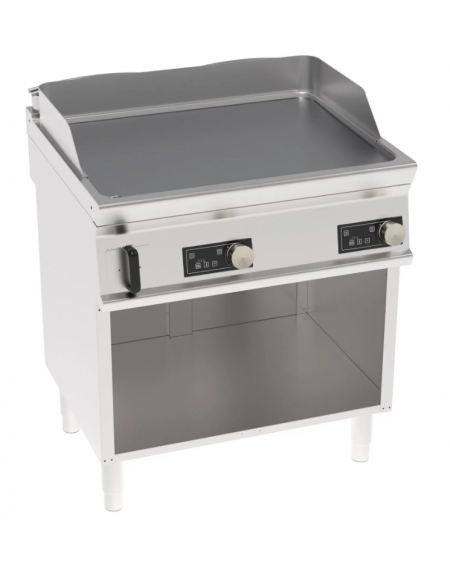 Fry top elettrico trifase-7,8 kw su vano aperto, piastra liscia doppia cromata spazzolata - controllo elettronico - cm 80x70x90h Fry top elettrico trifase-7,8 kw su vano aperto, piastra liscia doppia cromata spazzolata - controllo elettronico - cm 80x70x90h