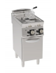 Friggitrice a gas su mobile, 2 vasche da Lt 8+8, con scambiatori di calore - potenza totale 12 kw - cm 40x70x90h