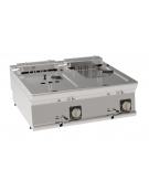 Friggitrice elettrica da banco, 2 vasche da Lt 8+8, con resistenza basculante - trifase Kw 15 - cm 80x70x28h