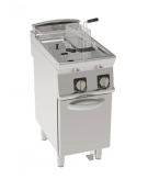 Friggitrice elettrica su mobile, 2 vasche da Lt 8+8, con resistenze rotanti - trifase Kw 14 - cm 40x70x90h