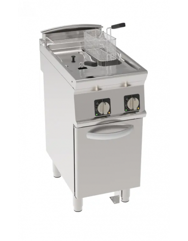 Friggitrice elettrica su mobile, 2 vasche da Lt 8+8, con resistenze rotanti - trifase Kw 14 - cm 40x70x90h