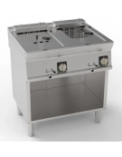 Friggitrice elettrica su vano aperto, 2 vasche da Lt 8+8, con resistenza basculante - trifase Kw 12 - dim. tot. cm 80x70x90h