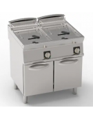 Friggitrice elettrica su mobile trifase-24kw - 2 vasche con resistenze rotanti 13+13Lt. - cm 80x70x90h