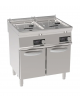 Friggitrice elettrica su mobile, 2 vasche Lt 13+13, con resistenze rotanti - controllo elettronico - trifase Kw24 - cm 80x70x90h