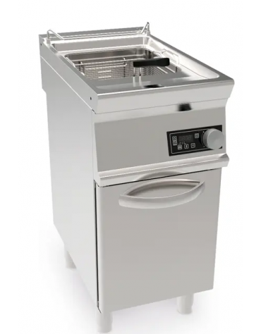 Friggitrice elettrica su mobile trifase-16,5kw con controllo elettronico - 1 vasca con resistenze rotanti 17Lt. - cm 40x70x90h