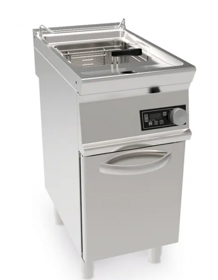 Friggitrice elettrica su mobile trifase-16,5kw con controllo elettronico - 1 vasca con resistenze rotanti 17Lt. - cm 40x70x90h