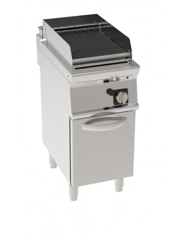 Griglia in ghisa ad acqua a gas singola, sup. di cottura cm 33x45, con mobiletto chiuso cm 40x70x90h