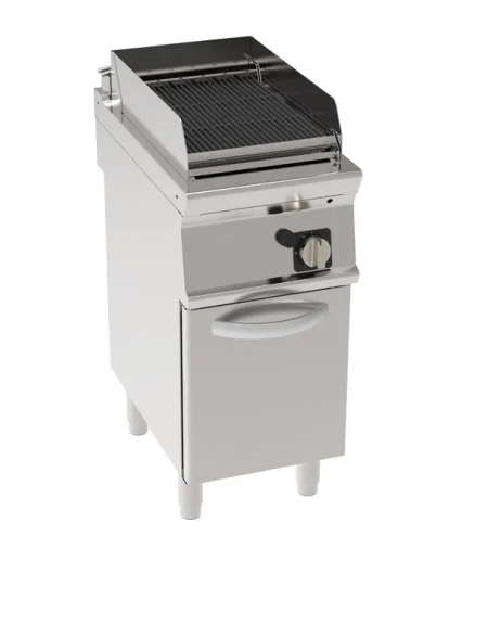 Griglia in ghisa ad acqua a gas singola, sup. di cottura cm 33x45, con mobiletto chiuso cm 40x70x90h