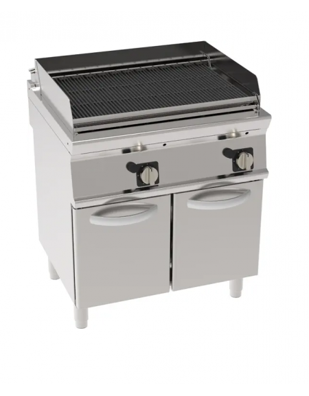 Griglia in ghisa ad acqua a gas doppia, sup. di cottura cm 72x45, con mobiletto chiuso cm 80x70x90h
