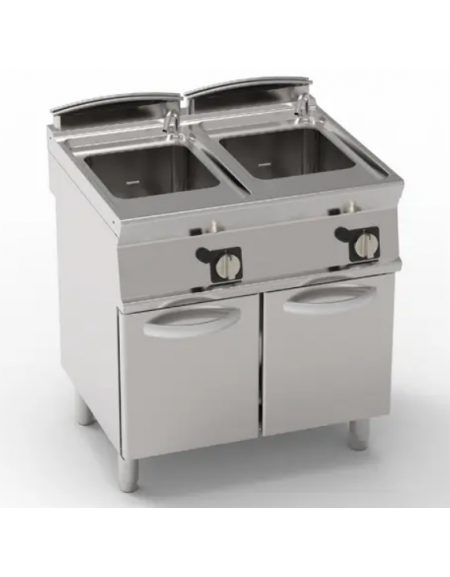 Cuocipasta a gas, GN2/3 - AISI 316 da 24+24 litri di capacità - cm 80x70x90h