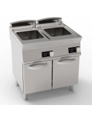 Cuocipasta elettrico su mobile, 2 vasche GN2/3 da Lt 24+24 in AISI 316, controllo elettronico - trifase Kw 12 - cm 80x70x90h