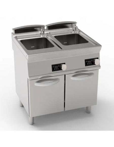 Cuocipasta elettrico trifase-12kw, inox AISI 316 con controllo elettronico da 24+24 litri di capacità - cm 80x70x90h