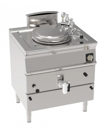 Pentola a gas indiretta - 1 vasca in AISI 316, capacità Lt 50, vasca cm Ø40x45h - potenza tot. Kw 15,5 - cm 80x70x90h