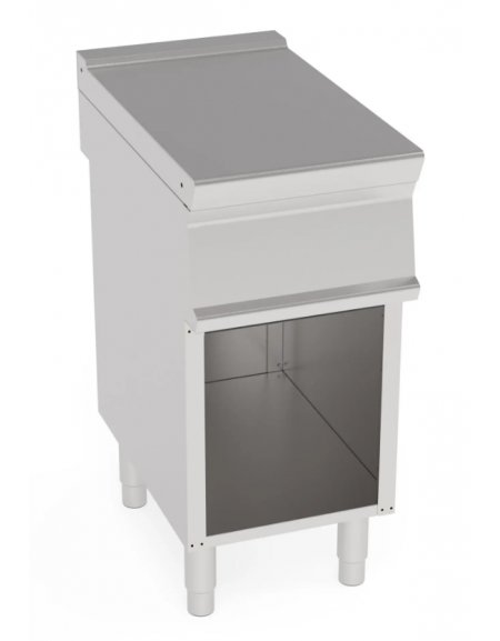 Piano di lavoro in acciaio inox con piano rinforzato, senza cassetto su vano aperto cm 33x57,4x39,5h - dim tot. cm 40x70x28h