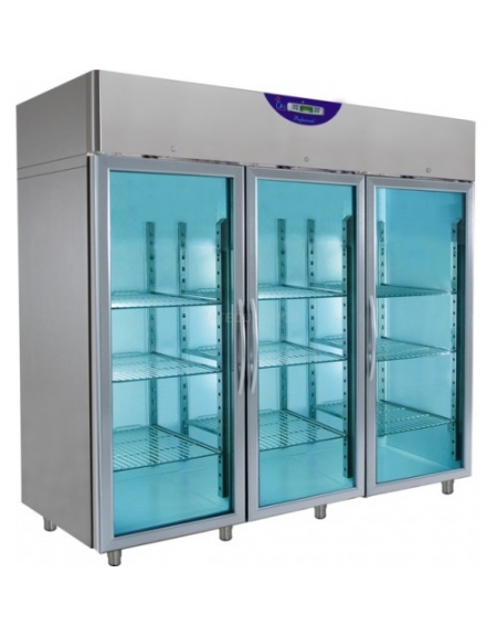 Armadio congelatore inox verticale 3 porte in vetro