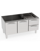 Vano neutro con 2 porte e 2 cassetti GN1/1 cm 29,5x56x10h, cm vano 113x57,4x39,5h - dim. tot. 120x57,5x57h