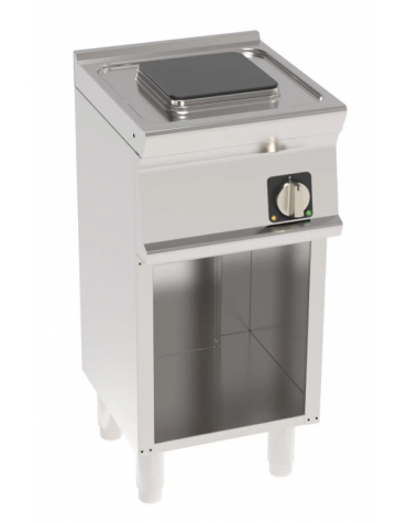 Cucina elettrica in acciaio Inox su vano aperto, 1 piastra ermetica quadrata cm 22x22 - monofase 2,6 Kw - cm 40x45x90h