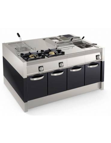 Cucina elettrica in acciaio Inox su vano aperto, 1 piastra ermetica quadrata cm 22x22 - monofase 2,6 Kw - cm 40x45x90h