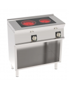 Cucina elettrica su vano aperto, piano cottura in vetroceramica - 2 zone cottura - potenza tot Kw 4,5 trifase  - cm 80x45x90h
