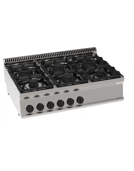 Cucina a gas 6 fuochi, potenza fuochi aperti 2x7,2kw+2x3,3kw+2x4,5kw - cm 105x70x28h Cucina a gas 6 fuochi, potenza fuochi aperti 2x7,2kw+2x3,3kw+2x4,5kw - cm 105x70x28h