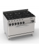 Cucina a gas 6 fuochi, 2x7,2Kw+2x3,3Kw+2x4,5Kw - su forno a gas statico Full-size - dim. camera cm 92,5x63x30h - cm 105x70x85h