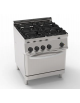 Cucina a gas 4 fuochi, 1x7,2Kw+1x3,3Kw+2x4,5Kw - su forno elettrico ventilato GN1/1 - dim. camera cm 57x51,5x30h - cm 70x70x85h