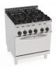 Cucina a gas 4 fuochi, 1x7,2Kw+1x3,3Kw+2x4,5Kw - su forno elettrico statico GN1/1 - dim. camera cm 57,5x65x30h - cm 70x70x85h