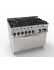 Cucina a gas 6 fuochi, 2x7,2Kw+2x3,3Kw+2x4,5Kw - su forno a gas statico Full-size cm 40h e grill elettrico - cm 105x70x85h